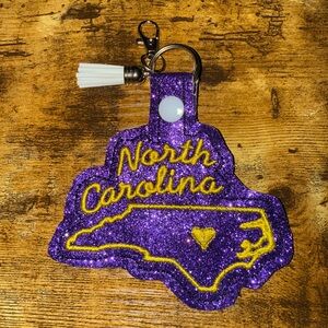 EmbroideredPurple Glitter North Carolina Keychain